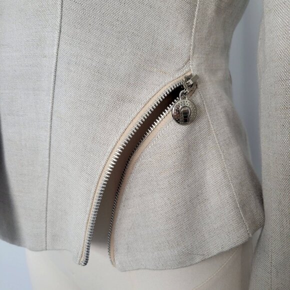 Vintage 90s Moschery Linen Blend Cropped Blazer Jacket Made in USA Size 4 NWOT - Picture 5 of 12